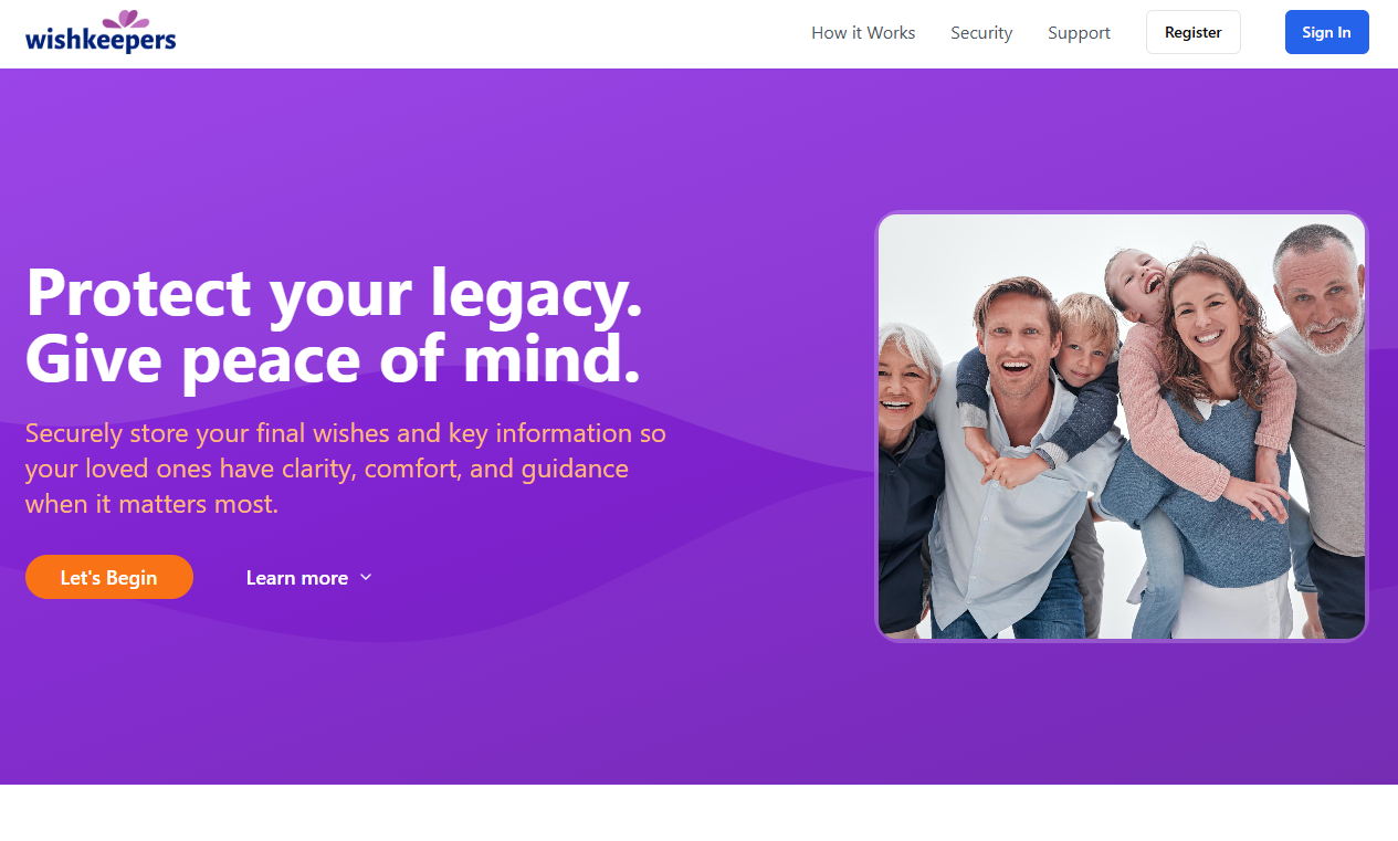 Start-Up Legacy Planning Website and Application